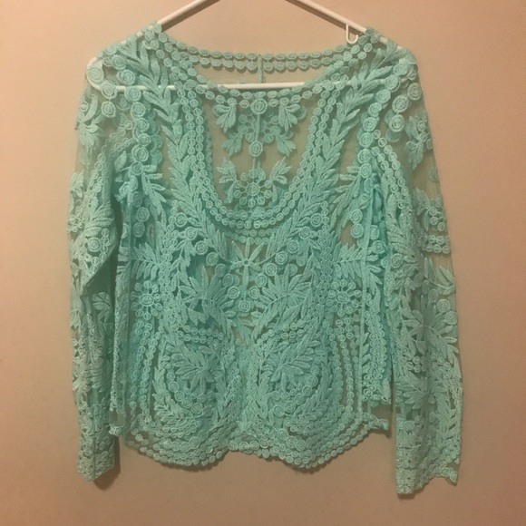 Urban Outfitters Tops - NWOT Mint green boho lace size small blouse top